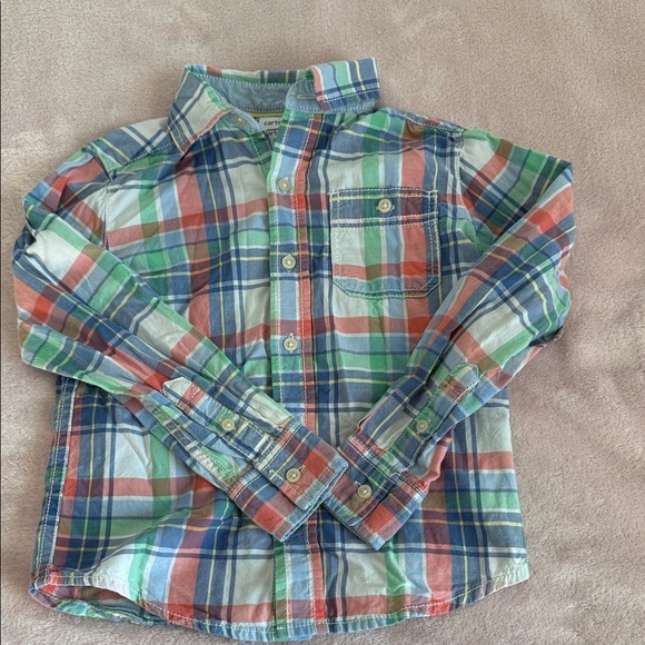 Carters Colorful Plaid Button Down Shirt Size 5 - Picture 1 of 1
